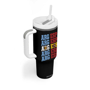 Retro ARG ESP Argentina Espana Flag Typography Graphic Tumbler With Handle Country Code Dual Argentine Spanish Heritage Pride TS02 Print Your Wear