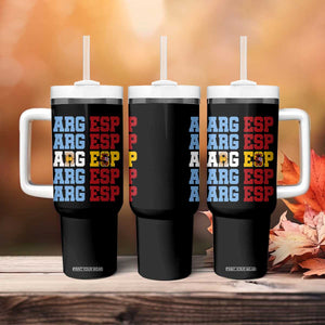Retro ARG ESP Argentina Espana Flag Typography Graphic Tumbler With Handle Country Code Dual Argentine Spanish Heritage Pride TS02 Print Your Wear