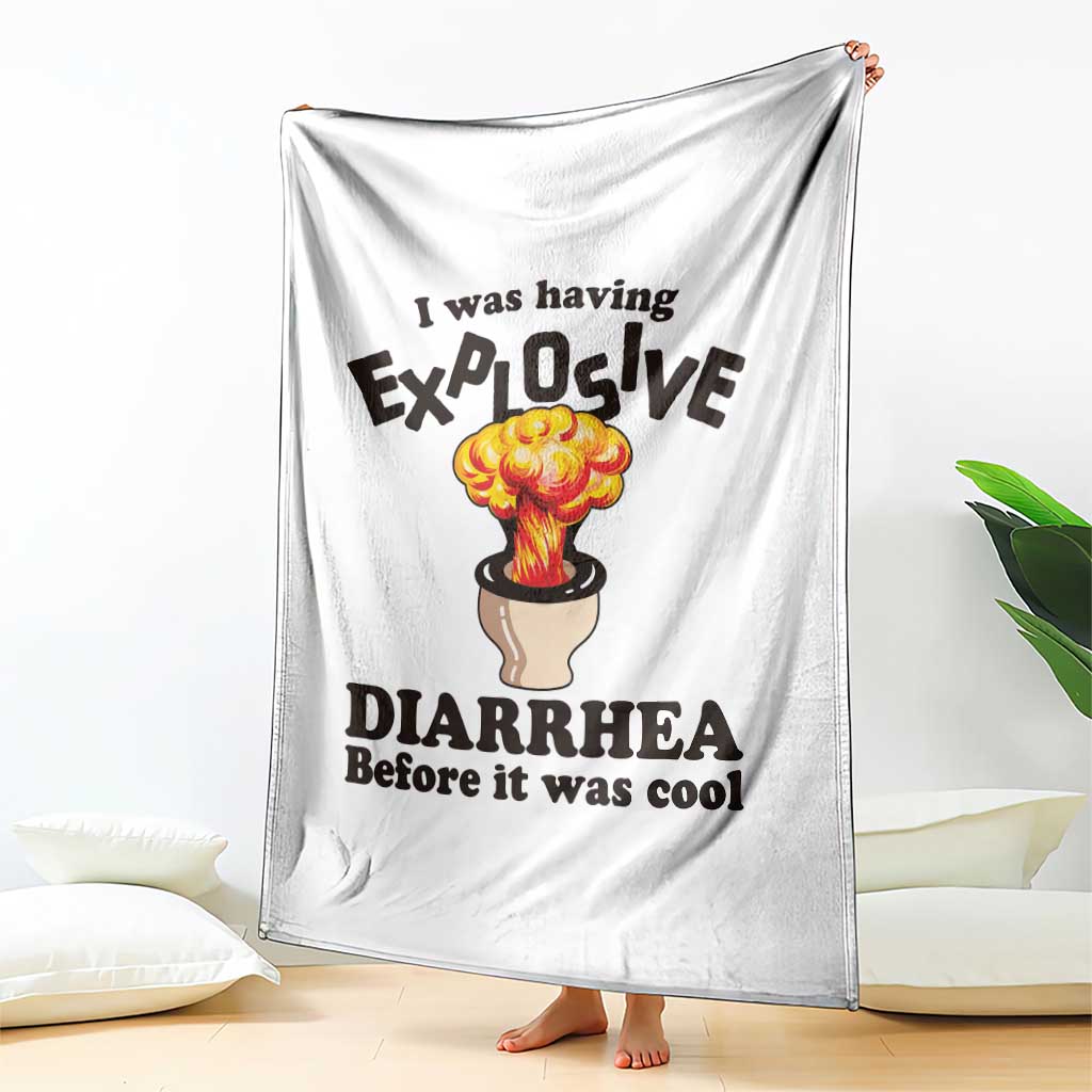 Funny Toilet Mushroom Cloud Gag Graphic Throw Blanket I Was Having Explosive Diarrhea Before It Was Cool TS02 Print Your Wear