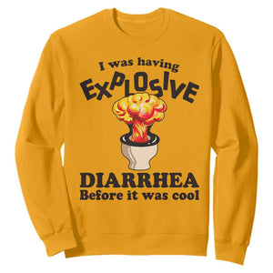 Funny Toilet Mushroom Cloud Gag Graphic Sweatshirt I Was Having Explosive Diarrhea Before It Was Cool TS02 Gold Print Your Wear