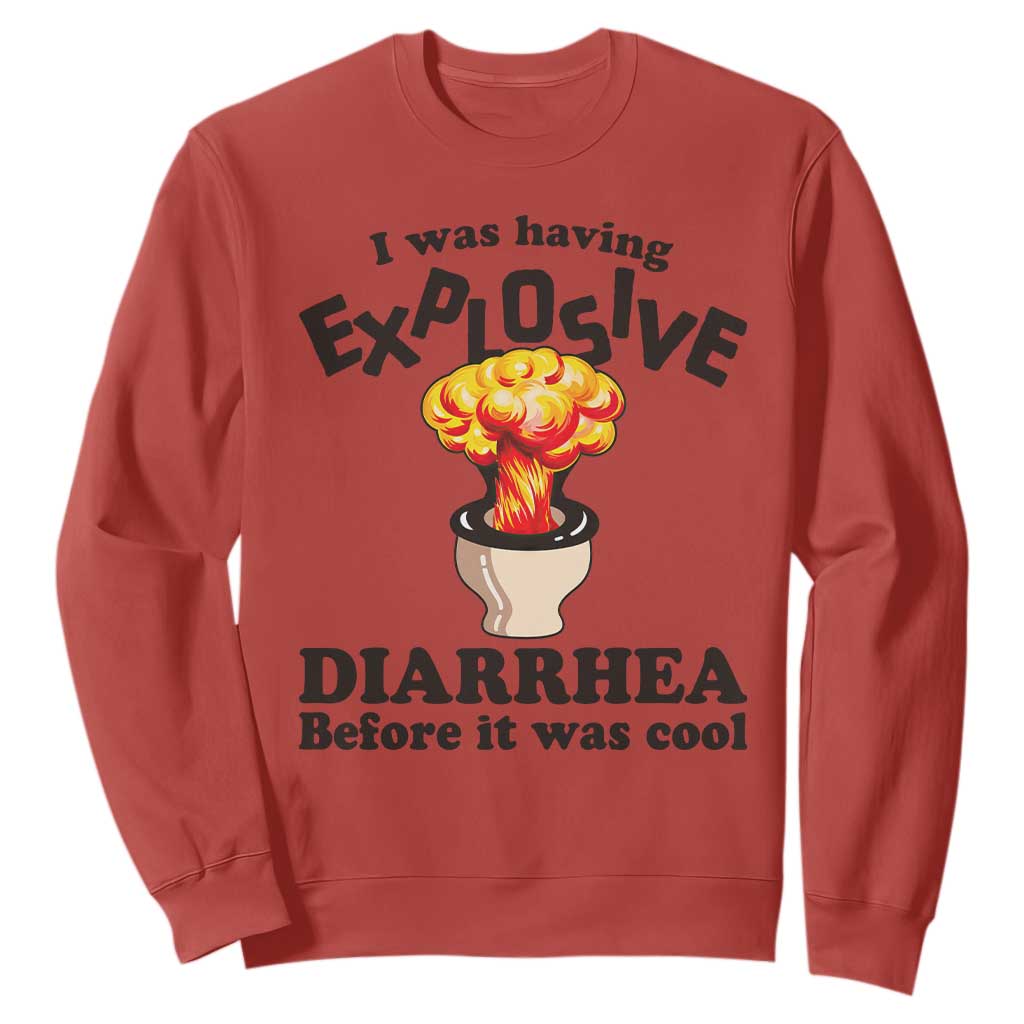 Funny Toilet Mushroom Cloud Gag Graphic Sweatshirt I Was Having Explosive Diarrhea Before It Was Cool TS02 Red Print Your Wear