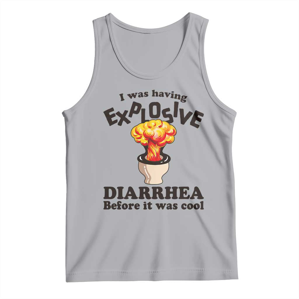 Funny Toilet Mushroom Cloud Gag Graphic Tank Top I Was Having Explosive Diarrhea Before It Was Cool TS02 Athletic Heather Print Your Wear