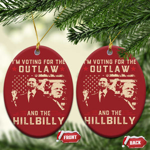 Trump Vance 2024 Christmas Ornament I'm Voting For The Outlaw And The Hillbilly TS02 Oval Red Print Your Wear