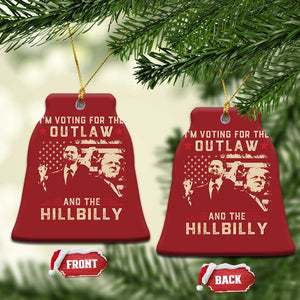 Trump Vance 2024 Christmas Ornament I'm Voting For The Outlaw And The Hillbilly TS02 Bell Flake Red Print Your Wear