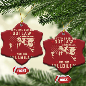 Trump Vance 2024 Christmas Ornament I'm Voting For The Outlaw And The Hillbilly TS02 Snow Flake Red Print Your Wear