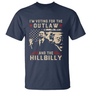 Trump Vance 2024 T Shirt I'm Voting For The Outlaw And The Hillbilly TS02 Navy Print Your Wear