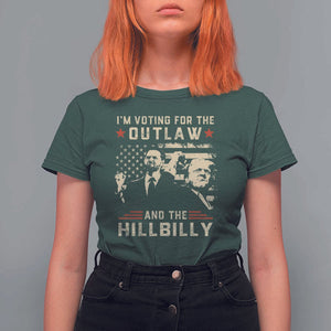 Trump Vance 2024 T Shirt For Women I'm Voting For The Outlaw And The Hillbilly TS02 Dark Forest Green Print Your Wear