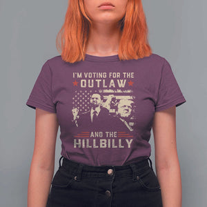 Trump Vance 2024 T Shirt For Women I'm Voting For The Outlaw And The Hillbilly TS02 Maroon Print Your Wear