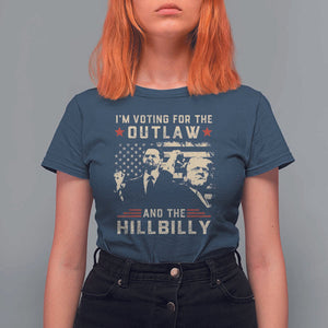 Trump Vance 2024 T Shirt For Women I'm Voting For The Outlaw And The Hillbilly TS02 Navy Print Your Wear