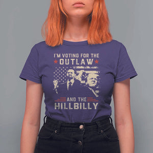 Trump Vance 2024 T Shirt For Women I'm Voting For The Outlaw And The Hillbilly TS02 Purple Print Your Wear