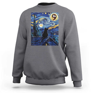 Starry Night Halloween Black Cat Sweatshirt Comma La I'm With Her Kamala 2024 TS02 Charcoal Print Your Wear