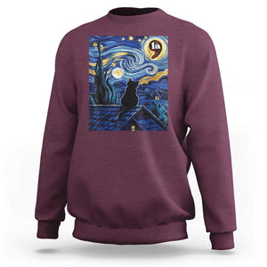 Starry Night Halloween Black Cat Sweatshirt Comma La I'm With Her Kamala 2024 TS02 Maroon Print Your Wear