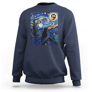 Starry Night Halloween Black Cat Sweatshirt Comma La I'm With Her Kamala 2024 TS02 Navy Print Your Wear