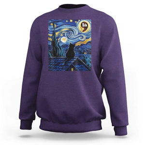 Starry Night Halloween Black Cat Sweatshirt Comma La I'm With Her Kamala 2024 TS02 Purple Print Your Wear