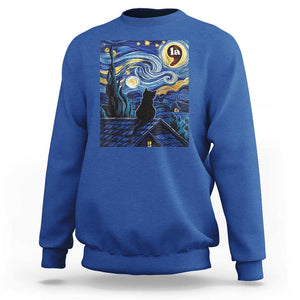 Starry Night Halloween Black Cat Sweatshirt Comma La I'm With Her Kamala 2024 TS02 Royal Blue Print Your Wear