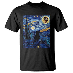 Starry Night Halloween Black Cat T Shirt Comma La I'm With Her Kamala 2024 TS02 Black Print Your Wear