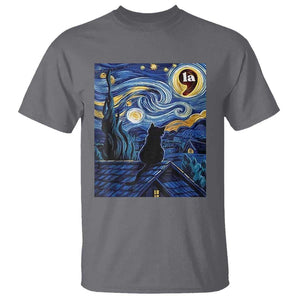 Starry Night Halloween Black Cat T Shirt Comma La I'm With Her Kamala 2024 TS02 Charcoal Print Your Wear