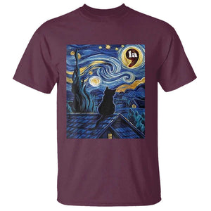 Starry Night Halloween Black Cat T Shirt Comma La I'm With Her Kamala 2024 TS02 Maroon Print Your Wear