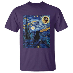 Starry Night Halloween Black Cat T Shirt Comma La I'm With Her Kamala 2024 TS02 Purple Print Your Wear