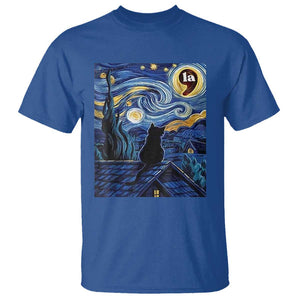 Starry Night Halloween Black Cat T Shirt Comma La I'm With Her Kamala 2024 TS02 Royal Blue Print Your Wear