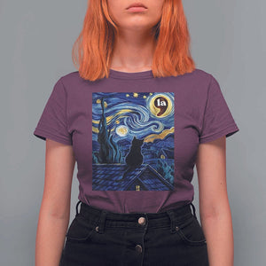 Starry Night Halloween Black Cat T Shirt For Women Comma La I'm With Her Kamala 2024 TS02 Maroon Print Your Wear