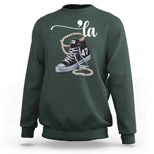 Kamala 2024 Sweatshirt Harris Comma La 47 Chuck And Pearls TS02 Dark Forest Green Print Your Wear