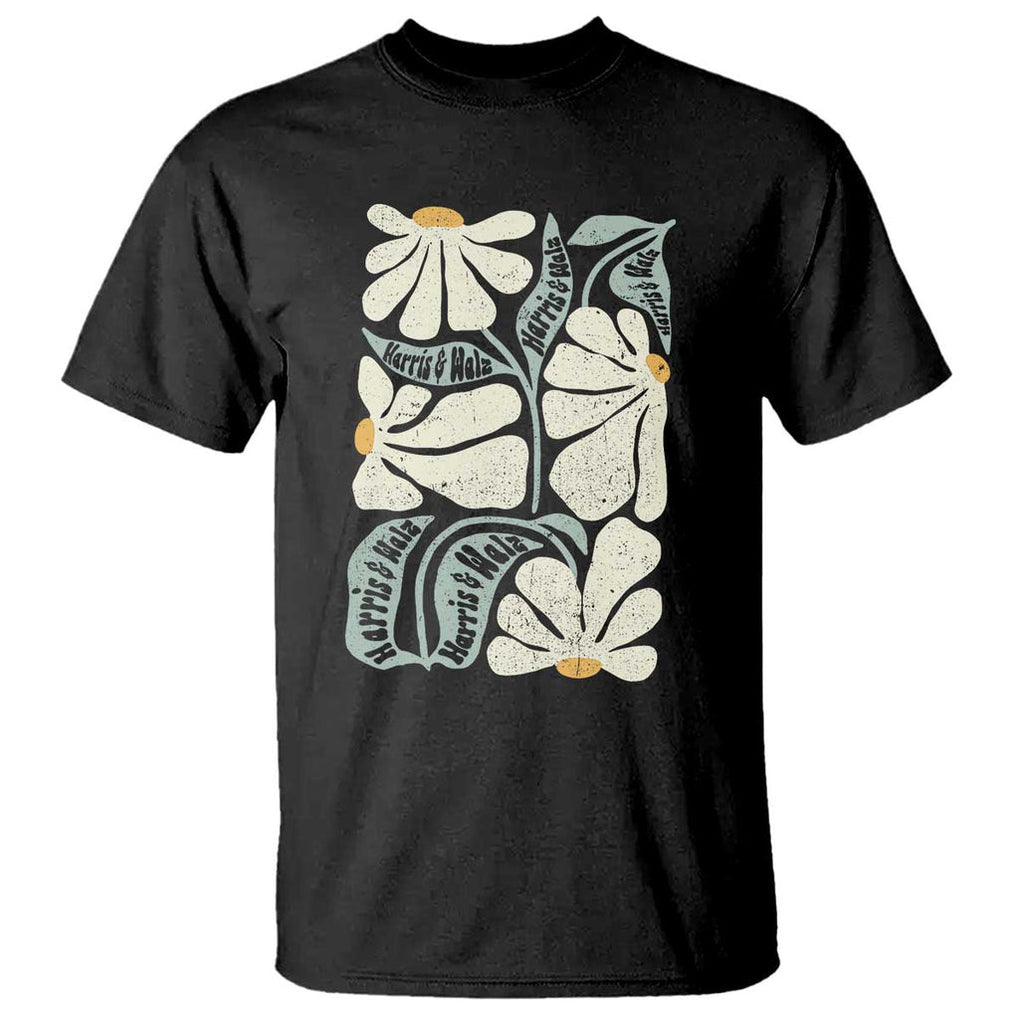 Harris Walz 2024 T Shirt Kamala Tim For Brighter Tomorrow Retro Groovy Flower TS02 Black Print Your Wear