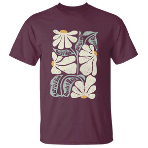 Harris Walz 2024 T Shirt Kamala Tim For Brighter Tomorrow Retro Groovy Flower TS02 Maroon Print Your Wear