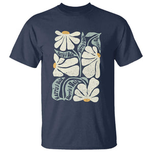 Harris Walz 2024 T Shirt Kamala Tim For Brighter Tomorrow Retro Groovy Flower TS02 Navy Print Your Wear