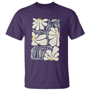 Harris Walz 2024 T Shirt Kamala Tim For Brighter Tomorrow Retro Groovy Flower TS02 Purple Print Your Wear