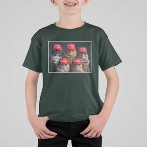 Trump Debate 2024 T Shirt For Kid Make Cats Safe Again Funny Cat In Red Hat TS02 Dark Forest Green Print Your Wear