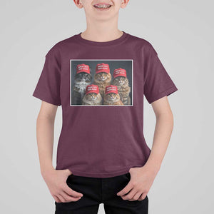 Trump Debate 2024 T Shirt For Kid Make Cats Safe Again Funny Cat In Red Hat TS02 Maroon Print Your Wear