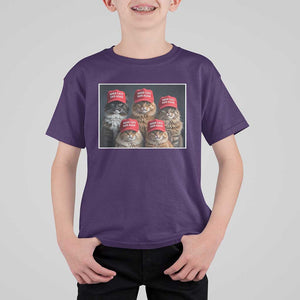 Trump Debate 2024 T Shirt For Kid Make Cats Safe Again Funny Cat In Red Hat TS02 Purple Print Your Wear