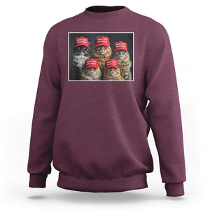 Trump Debate 2024 Sweatshirt Make Cats Safe Again Funny Cat In Red Hat TS02 Maroon Print Your Wear