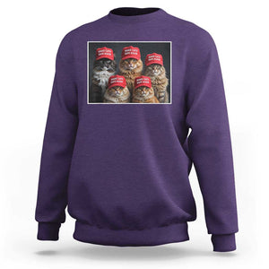 Trump Debate 2024 Sweatshirt Make Cats Safe Again Funny Cat In Red Hat TS02 Purple Print Your Wear