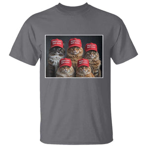 Trump Debate 2024 T Shirt Make Cats Safe Again Funny Cat In Red Hat TS02 Charcoal Print Your Wear