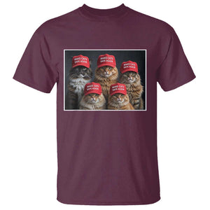 Trump Debate 2024 T Shirt Make Cats Safe Again Funny Cat In Red Hat TS02 Maroon Print Your Wear