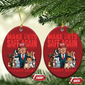 Trump Debate 2024 Christmas Ornament Make Pets Safe Again Save Our Pets TS02 Oval Red Print Your Wear