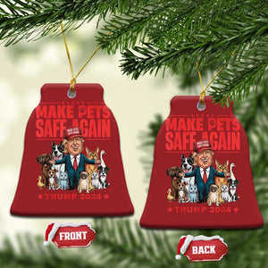 Trump Debate 2024 Christmas Ornament Make Pets Safe Again Save Our Pets TS02 Bell Flake Red Print Your Wear