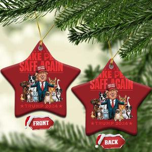 Trump Debate 2024 Christmas Ornament Make Pets Safe Again Save Our Pets TS02 Star Red Print Your Wear