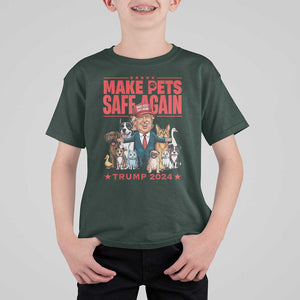 Trump Debate 2024 T Shirt For Kid Make Pets Safe Again Save Our Pets TS02 Dark Forest Green Print Your Wear