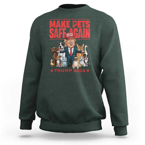 Trump Debate 2024 Sweatshirt Make Pets Safe Again Save Our Pets TS02 Dark Forest Green Print Your Wear