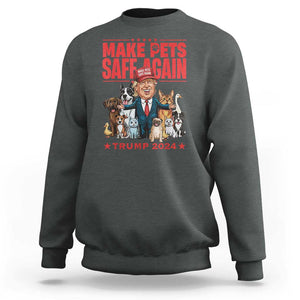 Trump Debate 2024 Sweatshirt Make Pets Safe Again Save Our Pets TS02 Dark Heather Print Your Wear