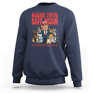 Trump Debate 2024 Sweatshirt Make Pets Safe Again Save Our Pets TS02 Navy Print Your Wear