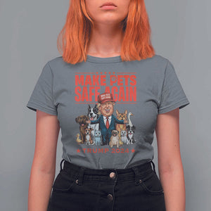 Trump Debate 2024 T Shirt For Women Make Pets Safe Again Save Our Pets TS02 Charcoal Print Your Wear