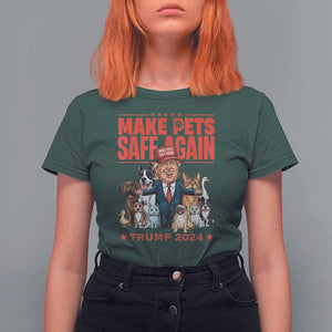 Trump Debate 2024 T Shirt For Women Make Pets Safe Again Save Our Pets TS02 Dark Forest Green Print Your Wear