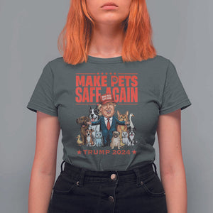 Trump Debate 2024 T Shirt For Women Make Pets Safe Again Save Our Pets TS02 Dark Heather Print Your Wear