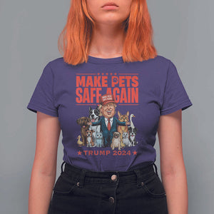 Trump Debate 2024 T Shirt For Women Make Pets Safe Again Save Our Pets TS02 Purple Print Your Wear