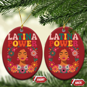 Latina Power Christmas Ornament Floral Hispanic Heritage TS02 Oval Red Print Your Wear