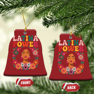 Latina Power Christmas Ornament Floral Hispanic Heritage TS02 Bell Flake Red Print Your Wear